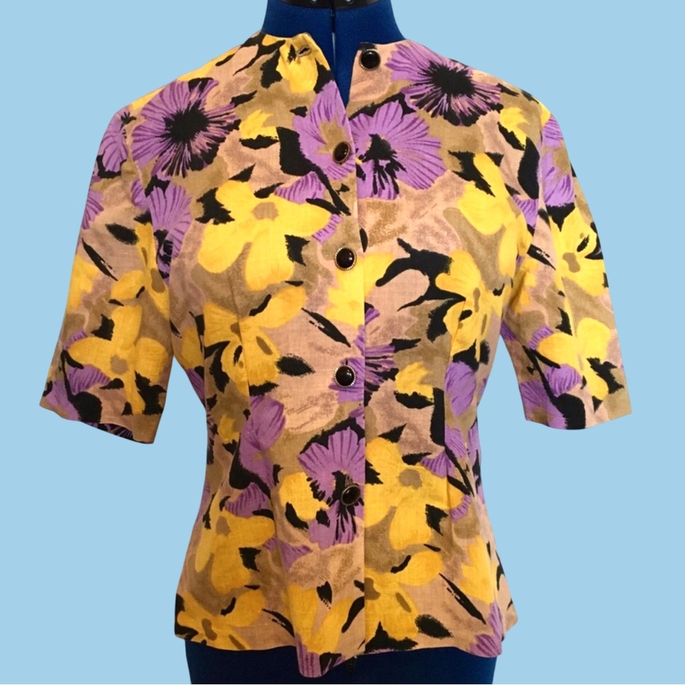 Vintage Handmade Floral Buttondown blouse